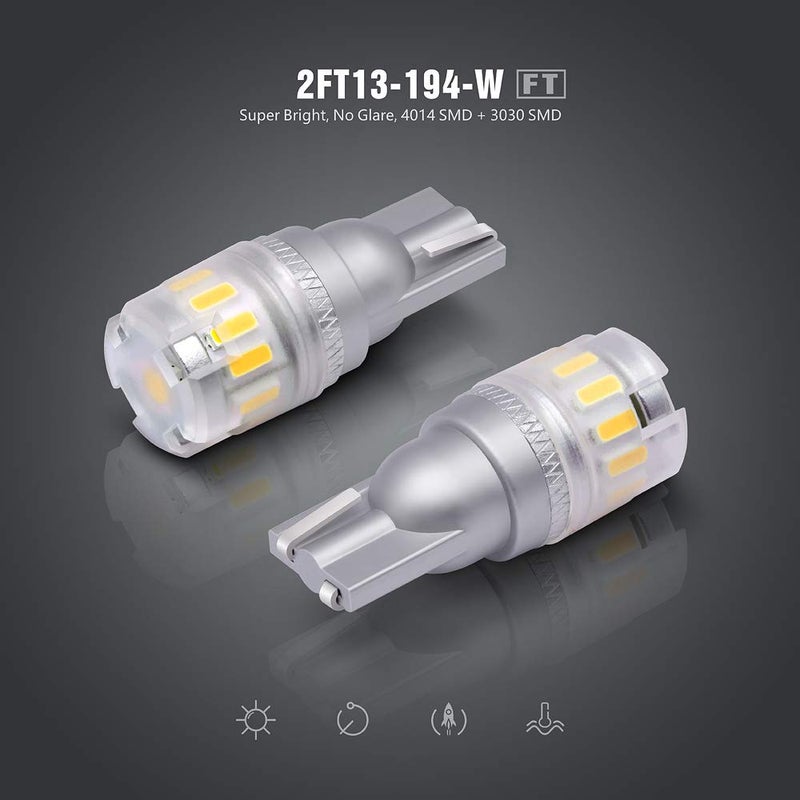 SIR IUS LED - FT- 194 912 Side Marker LED Light Car Interior, Map, Dome, Trunk, Backup Bulb High Power 3030 + 4014 SMD Super Bright Pack of 2 (White) - Image 2